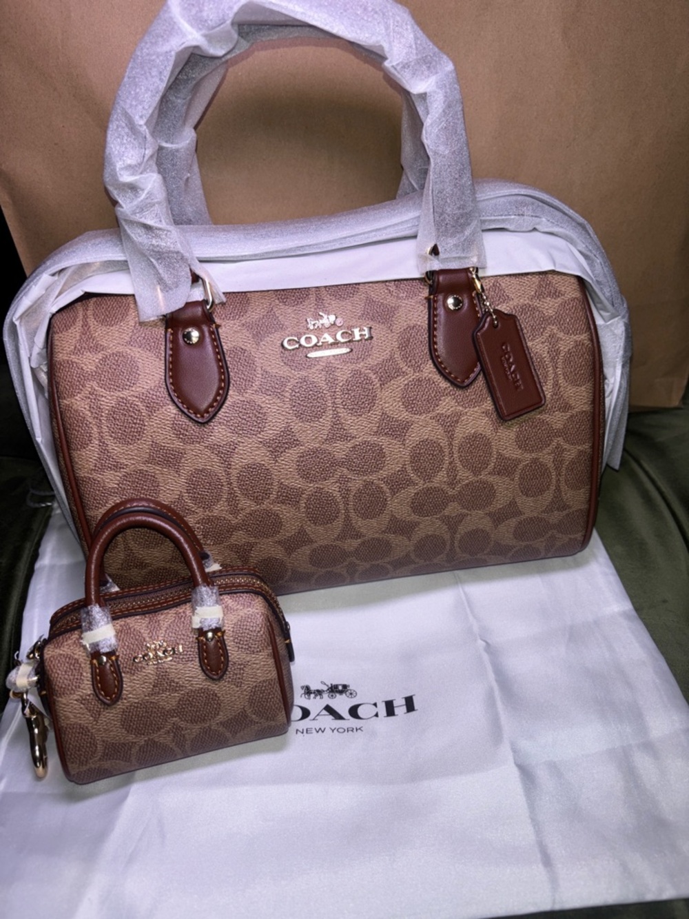 Coach Mini Rowan Bag Charm In Signature Canvas - Picture 10 of 10